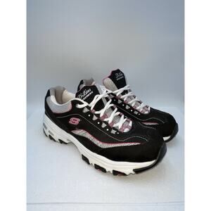 Skechers D’lites Women's Size 9 Memory Black & Pink Suede Sneakers Y2K